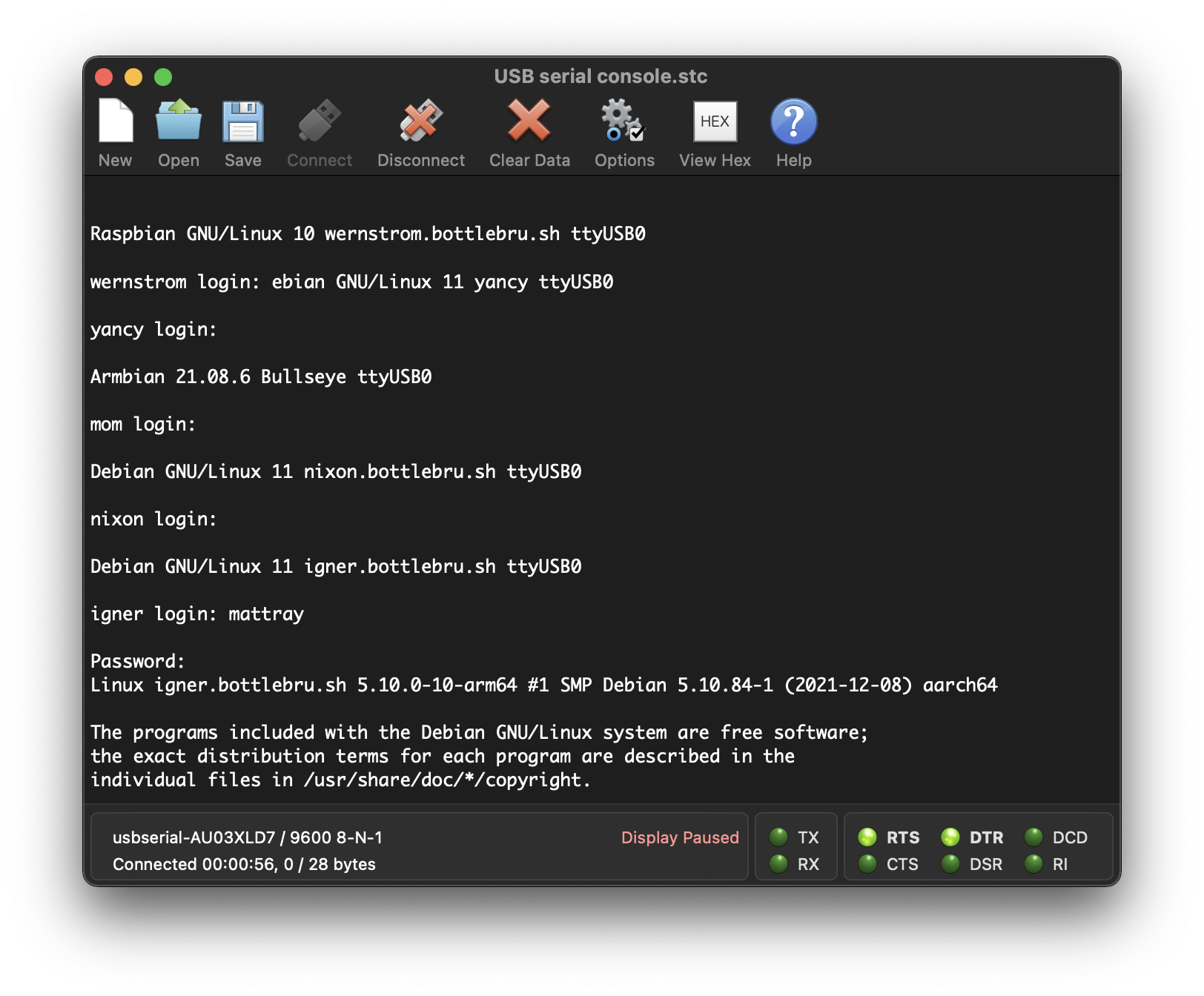 CoolTerm USB TTY Output